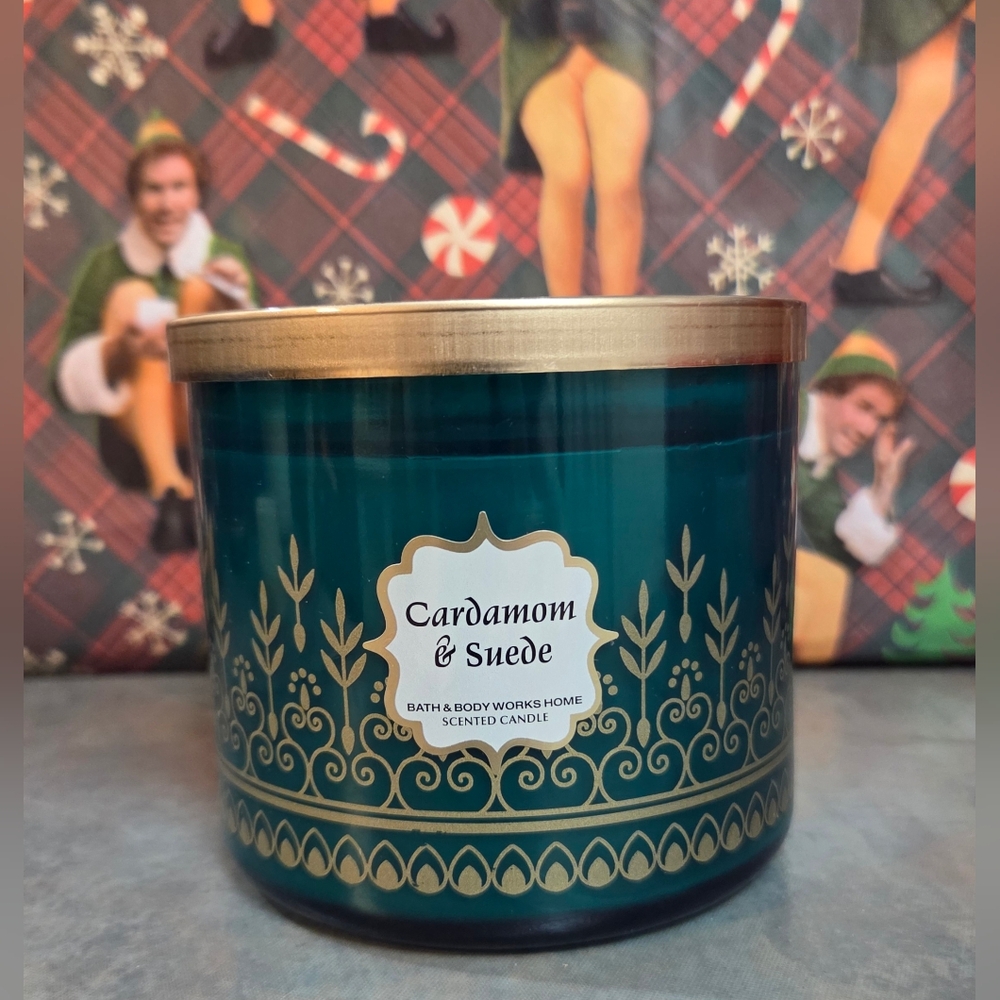 🆕️Bath & Body Works Cardamom & Suede Candle - Teal & Gold🔷️